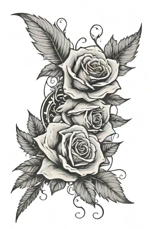 broken sword and roses tattoo design idea