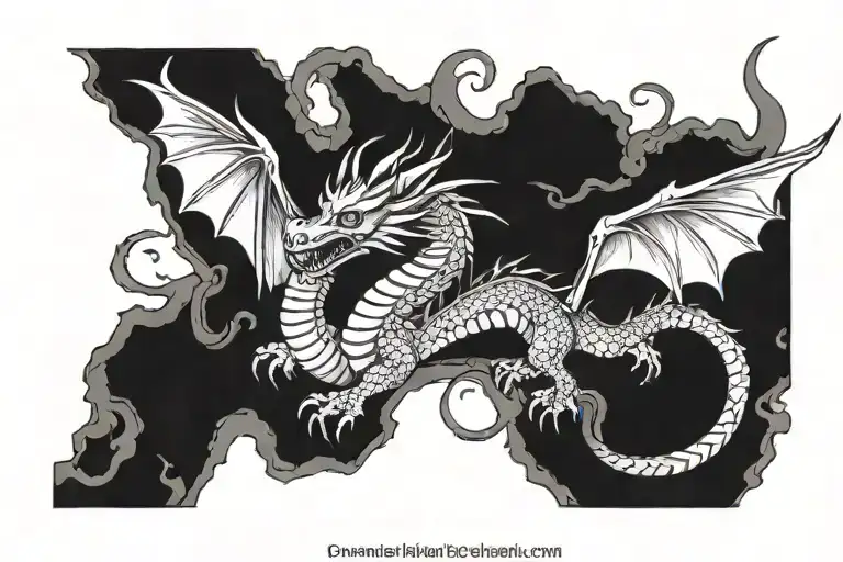 dragon flying tattoo design idea