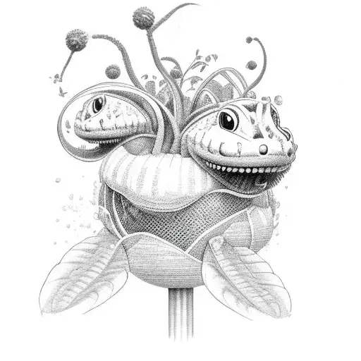 Piranha plant (from Super Mario Bros.) that is stretched straight up with the word, "Colton" woven into the stem tattoo design idea