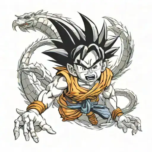 kid goku dragon ball tattoo design idea