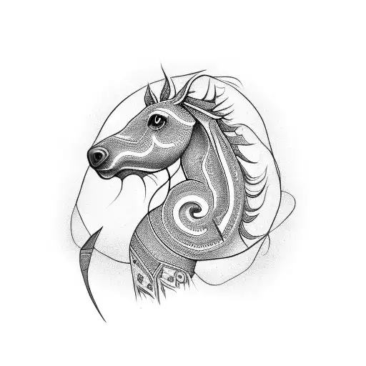 compas and kelpie  tattoo design idea