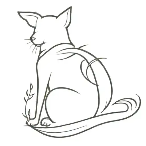 dog with cat tail tattoo design idea