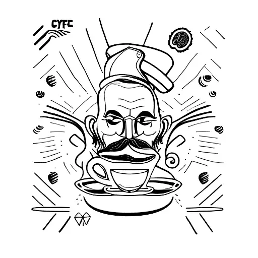 Galinha oferecendo café  tattoo design idea