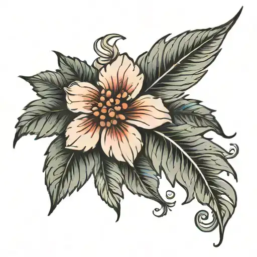 begonia feather  tattoo design idea