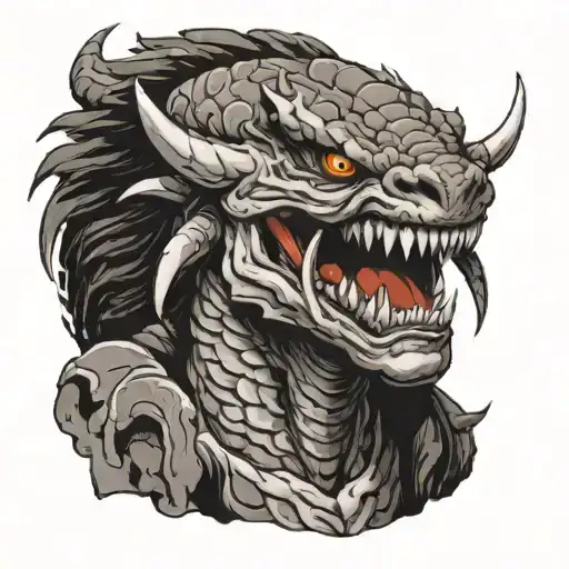 The look of a predator, a wide smile with many teeth tattoo design idea