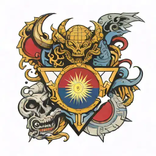 cyber sigilism with philippine flag inside tattoo design idea