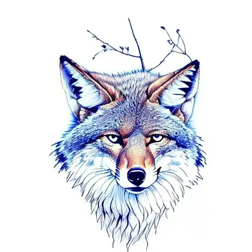 coyote head with writing underneath that says loyal and true tattoo design idea