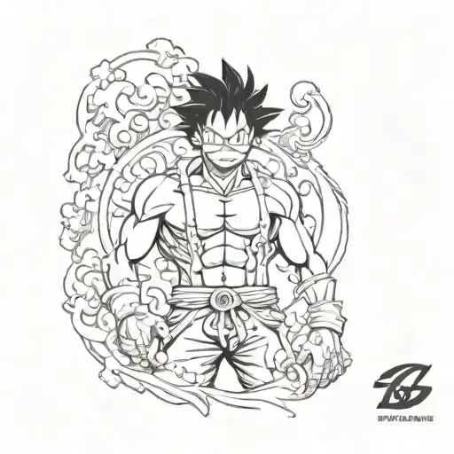 Incorporate elements of One Piece's Luffy Gear 4 marks into a unique design tattoo design idea