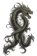 Phoenix rising from a tree intertwined with fire breathing dragon tattoo design idea