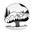 bear under willow tree tattoo design idea