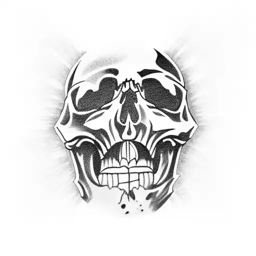 Skull with mouth open and rose inside  tattoo design idea