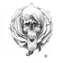 Skull with mouth open and rose inside  tattoo design idea