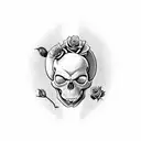 Skull with mouth open and rose inside  tattoo design idea