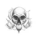 Skull with mouth open and rose inside  tattoo design idea