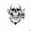Skull with mouth open and rose inside  tattoo design idea