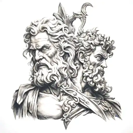 Zeus vs Hades tattoo design idea