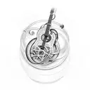 fine line guitar to go on bicep that includes heart, musical note tattoo design idea