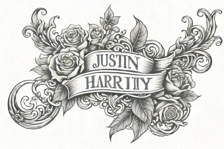 Combine Three NAMES "Justin" "Emily" and "Harry"  tattoo design idea