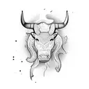 A fierce bull wielding a welding torch tattoo design idea