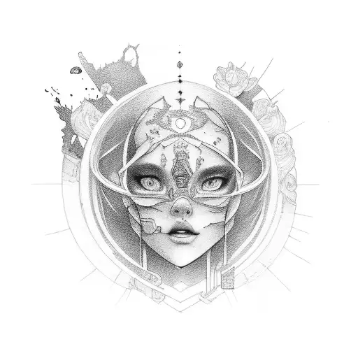 3 daughters and father  tattoo design idea