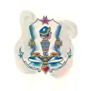 3 daughters and father  tattoo design idea