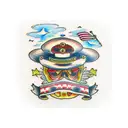 3 daughters and father  tattoo design idea