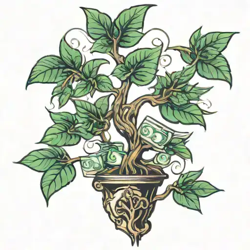 money tree growing tattoo design idea