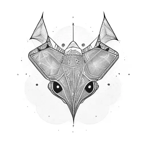 cute manta ray with geometric shapes around tattoo design idea
