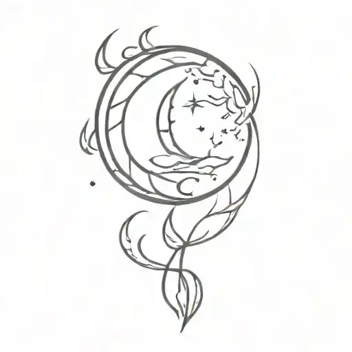 moon and fire  tattoo design idea