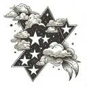 Stars with clouds tattoo design idea