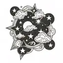Stars with clouds tattoo design idea