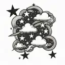 Stars with clouds tattoo design idea