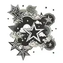 Stars with clouds tattoo design idea