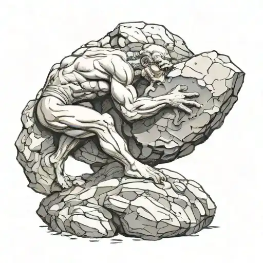 myth of sisyphus pushing a rock tattoo design idea