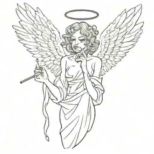 angel smoking a blunt tattoo design idea