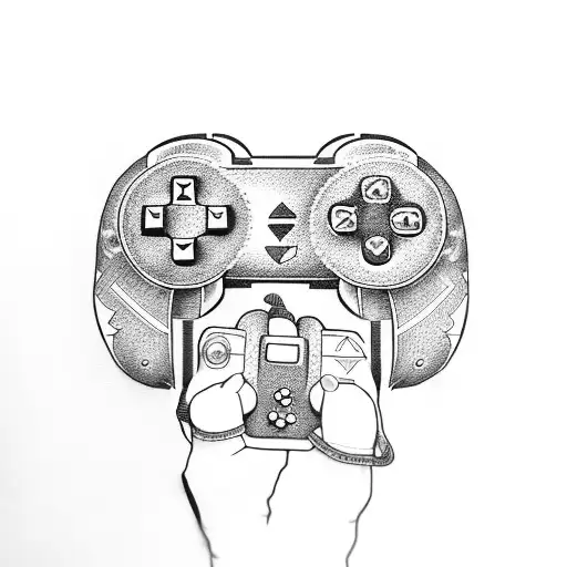 books with game controller and crochet items tattoo design idea