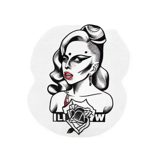 lady gaga blackwork tattoo design idea