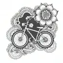 bike chain flower intertwined tattoo design idea