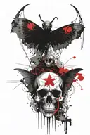 death moth with cat skull and bones tattoo design idea