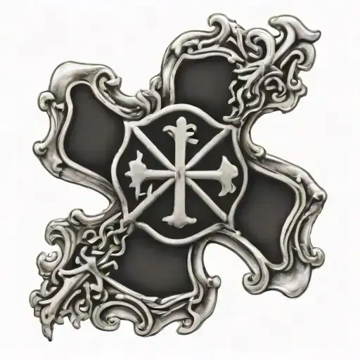 Maltese cross firefighter emblem tattoo design idea