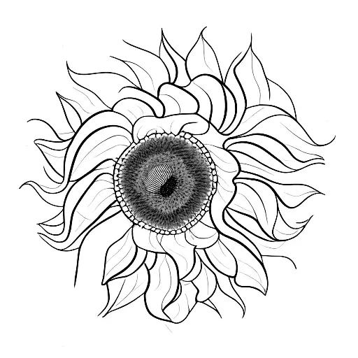 single line sunflower tattoo design idea