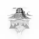 minimalist tattoo showing monument valley in utah tattoo design idea