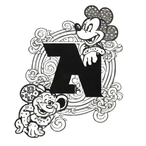 The word "Annie" With Goofy from mickey mouse tattoo design idea