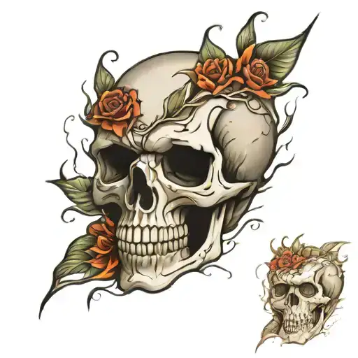 emotionally broken skull tattoo design idea