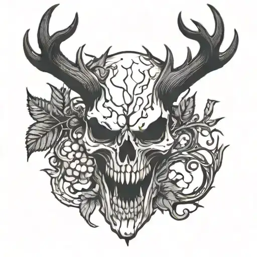 wendigo skull tattoo design idea