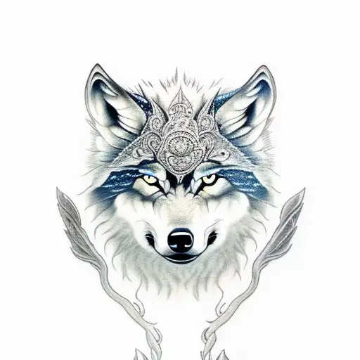 wolf and dragons tattoo design idea