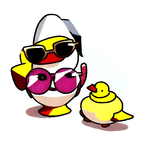 rubber duck with sunglases and propelerhat tattoo design idea
