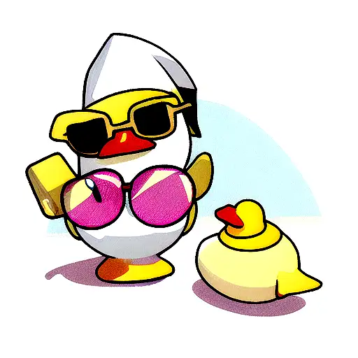 rubber duck with sunglases and propelerhat tattoo design idea