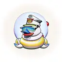 rubber duck with sunglases and propelerhat tattoo design idea