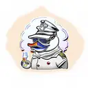 rubber duck with sunglases and propelerhat tattoo design idea